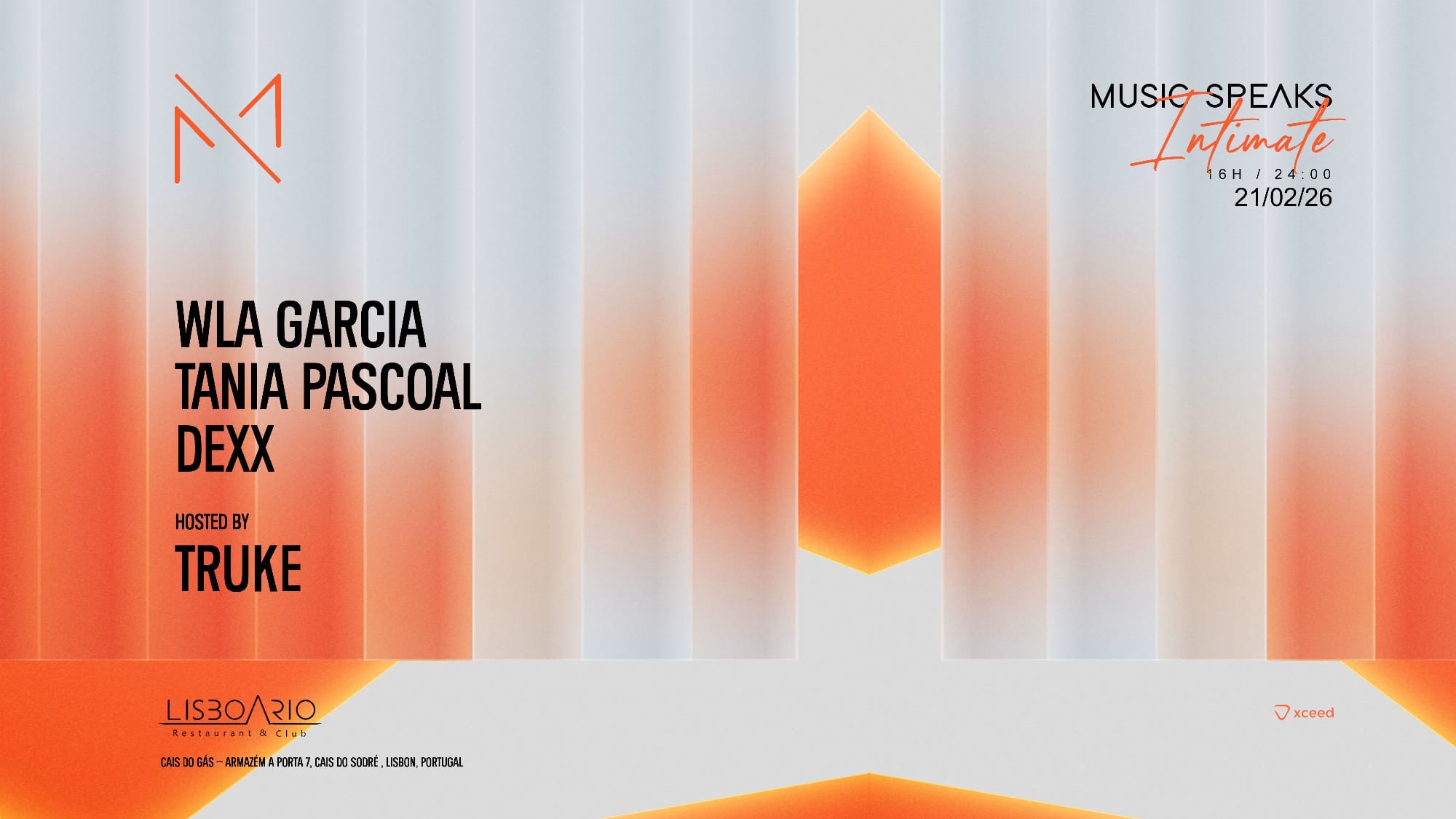 Cartel oficial del evento MUSIC SPEAKS "Intimate"