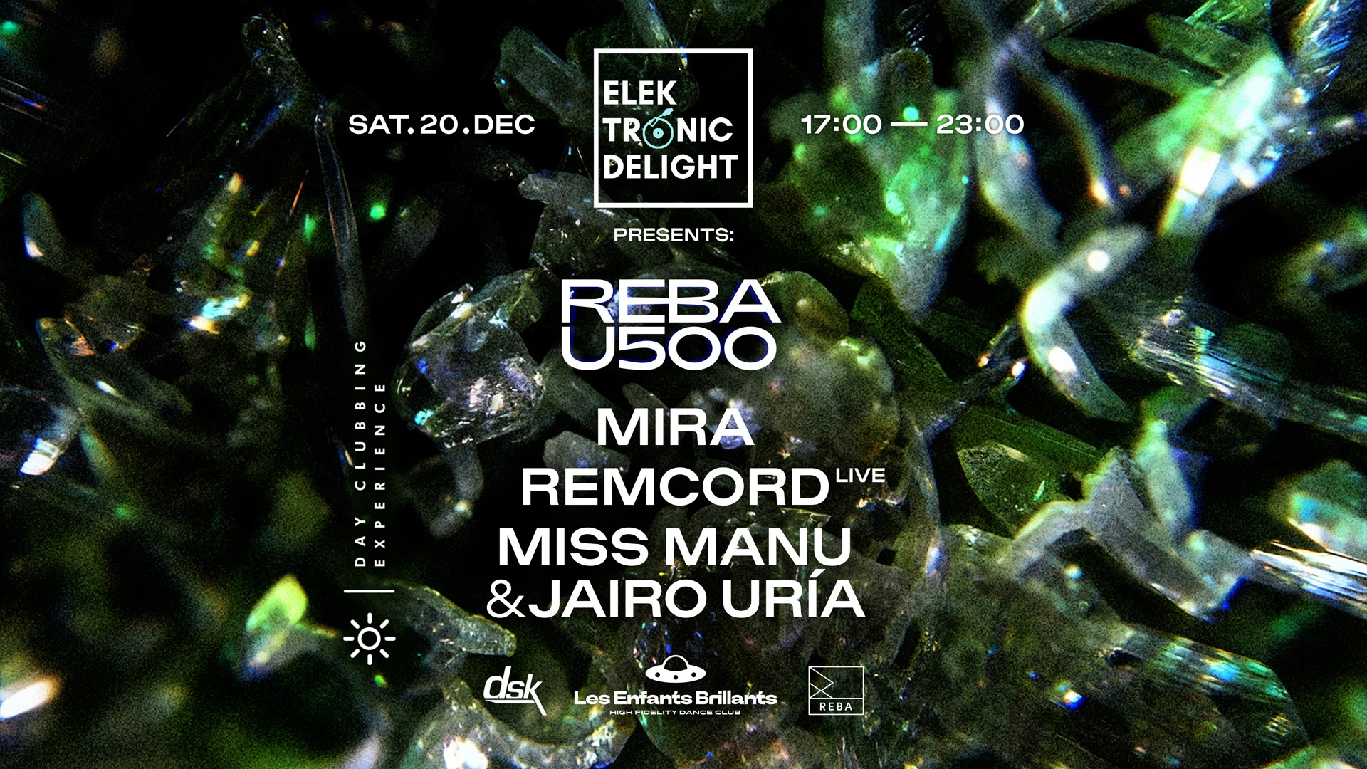 (Day Event) Elektronic Delight presents: REBA U500 with Mira & Remcord Live