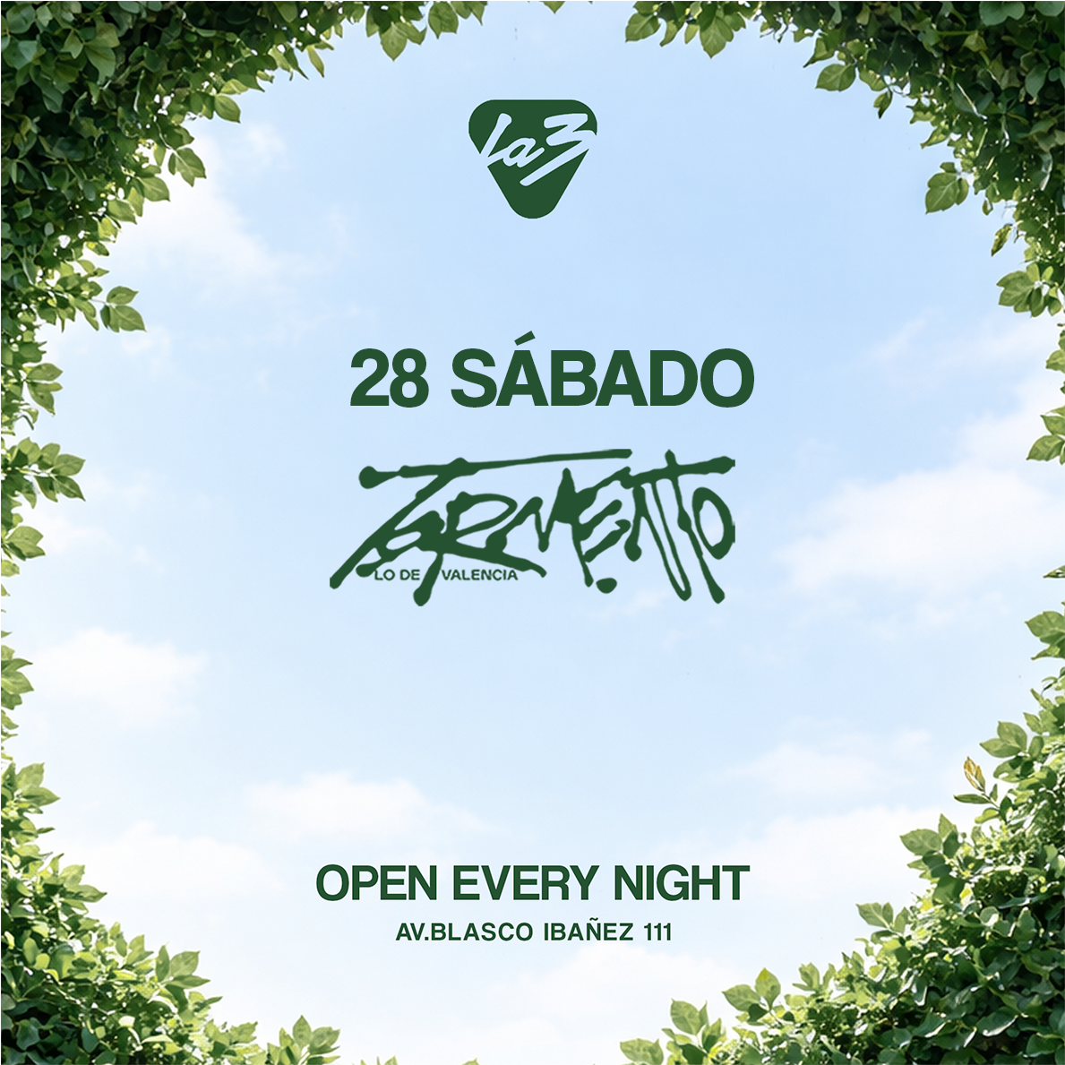 Cartel oficial del evento SÁBADO 28 | TORMENTO CLUB