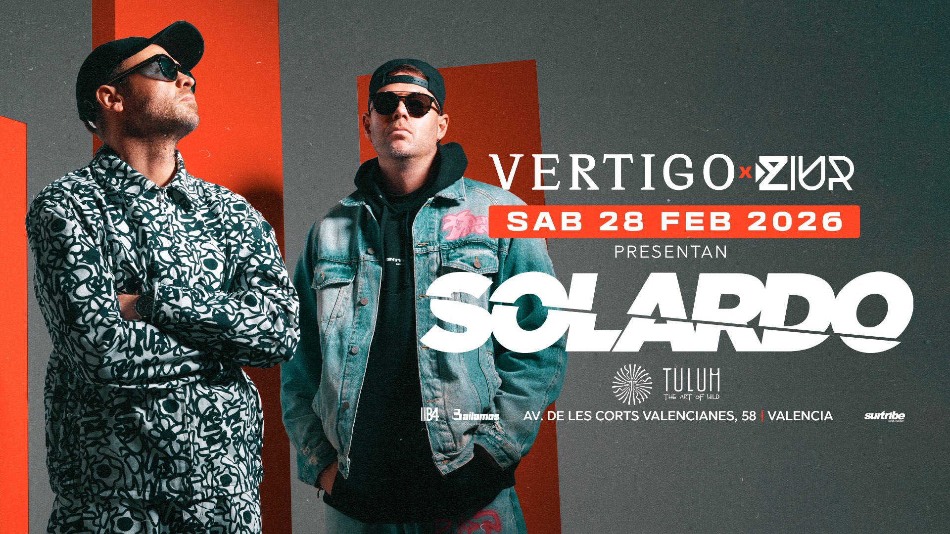 Cartel oficial del evento ZIUR & VERTIGO presents SOLARDO