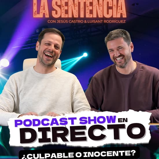 Cartel oficial del evento La sentencia podcast en La Escalera de Jacob