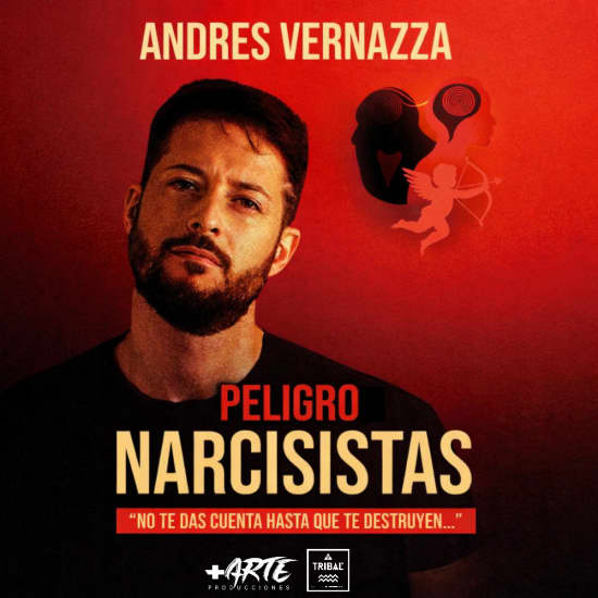 Cartel oficial del evento Andrés Vernazza en Ibiza: "Peligro Narcisistas"