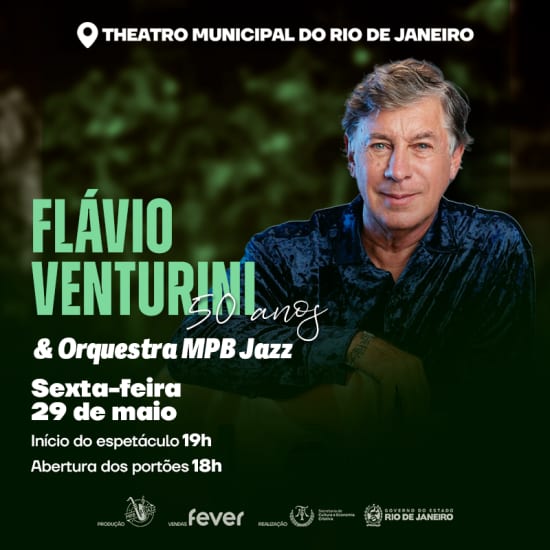 Cartel oficial del evento Flávio Venturini & MPBJazz Orquestra