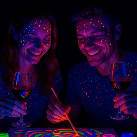 Cartaz oficial do evento Pinta Luz Art & Wine, Taller de pintura neon solo para adultos