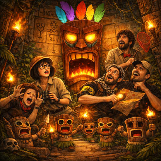 Cartel oficial del evento La Ira del Gran Tiki: show de impro en La Escalera de Jacob