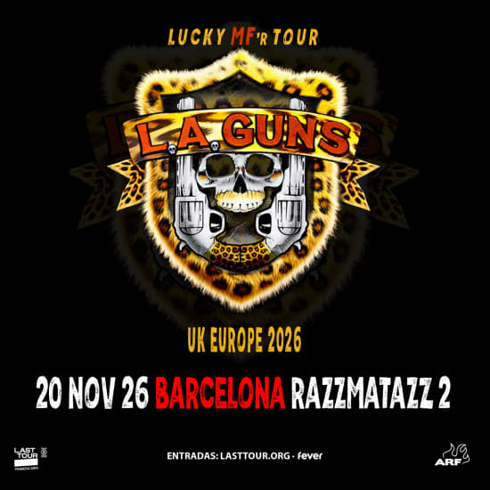 Cartel oficial del evento L.A. Guns en Razzmatazz 2, Barcelona 2026