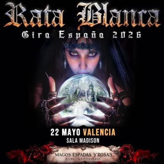 Cartaz oficial do evento RATA BLANCA en Valencia (Sala Madison)