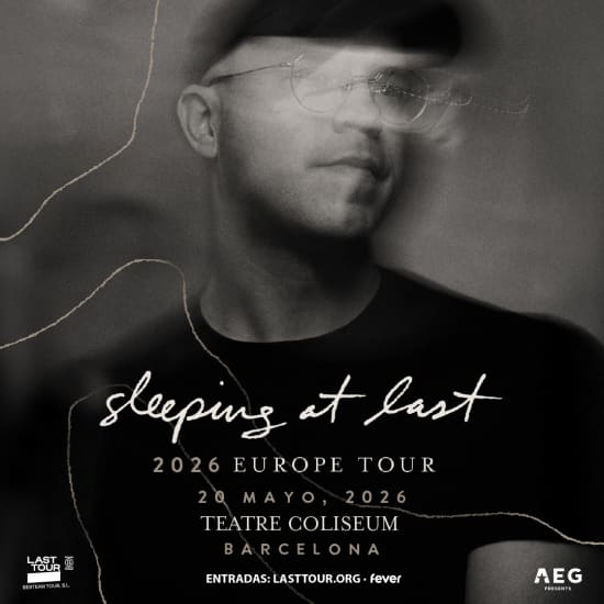 Cartel oficial del evento SLEEPING AT LAST BARCELONA 2026