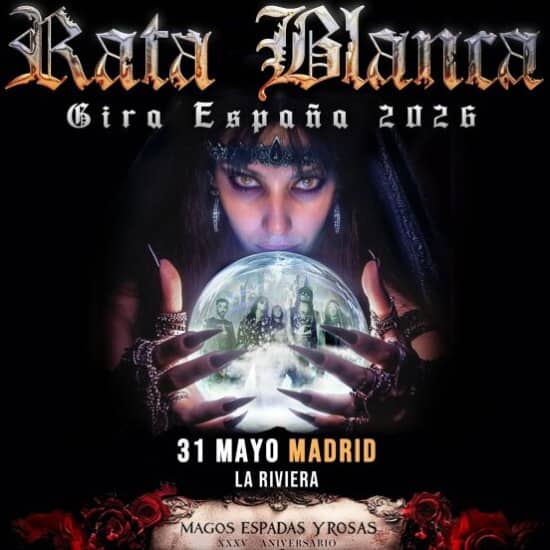 Cartaz oficial do evento RATA BLANCA en Madrid (La Riviera)