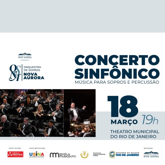 Cartel oficial del evento OSNA apresenta Concerto Sinfônico: Música para Sopros e Percussão