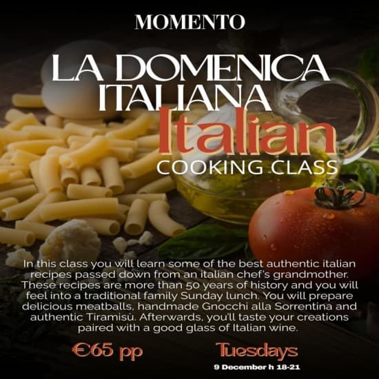 Cartaz oficial do evento Domenica Italiana - Italian cooking class