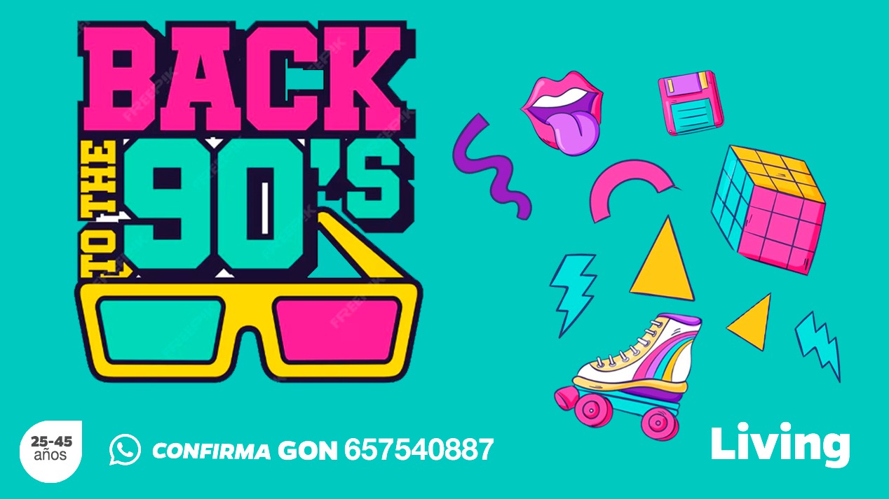 Cartaz oficial do evento 90´s SINGLE PARTY ¡¡Con música de los 90 en directo!!