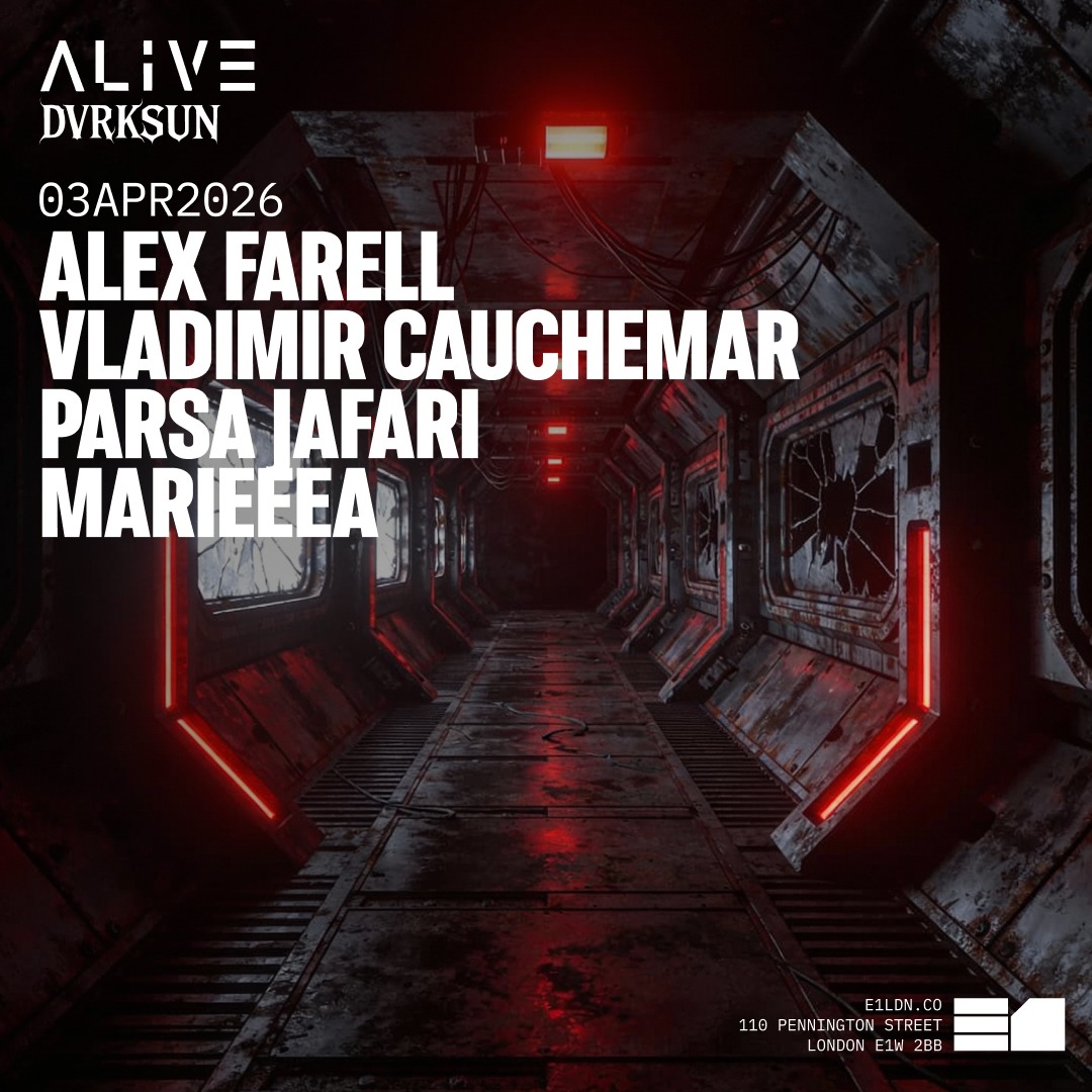 Cartaz oficial do evento ALIVE: Alex Farell, Vladimir Cauchemar & Parsa Jafari