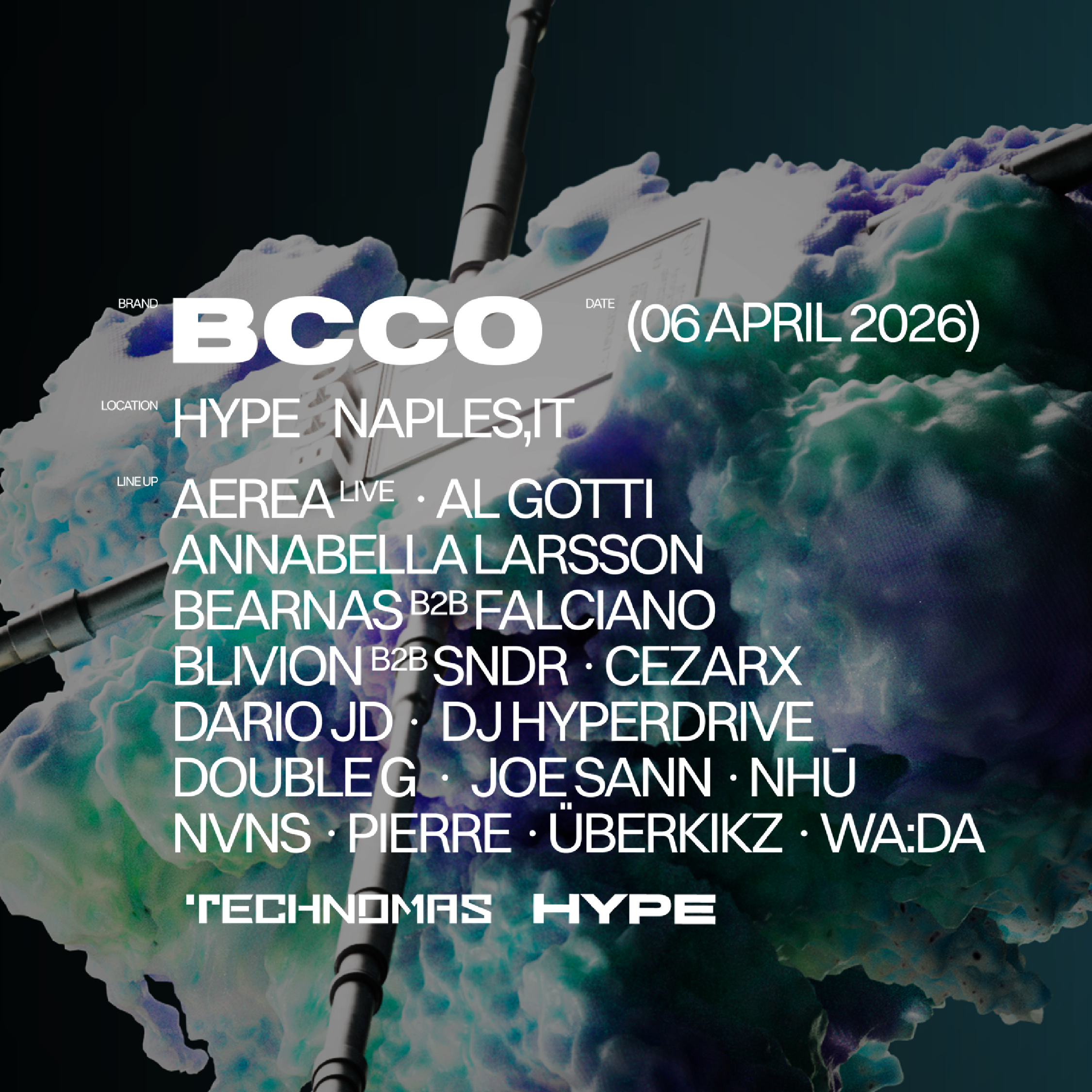 Cartaz oficial do evento BCCO BERLIN x TECHNOMAS VII ANNIVERSARY