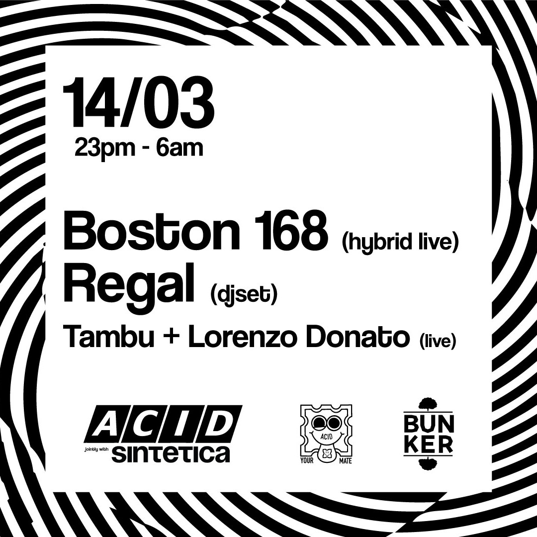 Official cover of the event BOSTON 168, REGAL, Tambu + Lorenzo Donato