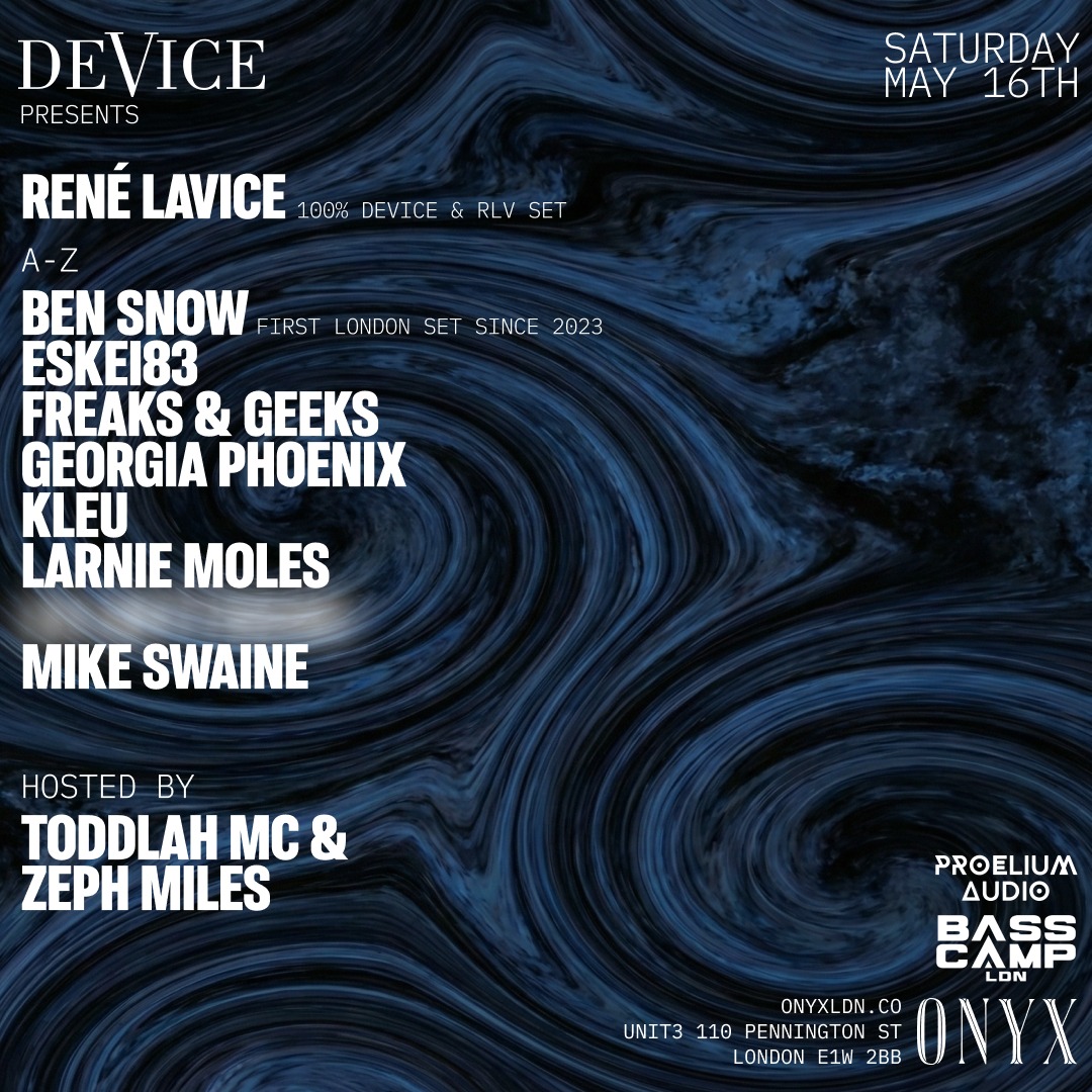 Offizielles Cover des Events DeVice presents Benny L, Rene LaVice, Ben Snow, ESKEI83 & Freak & Geeks