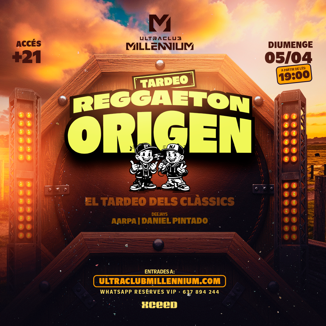 Cartaz oficial do evento DG 05/04 TARDEO +21 REGGAETON ORIGEN
