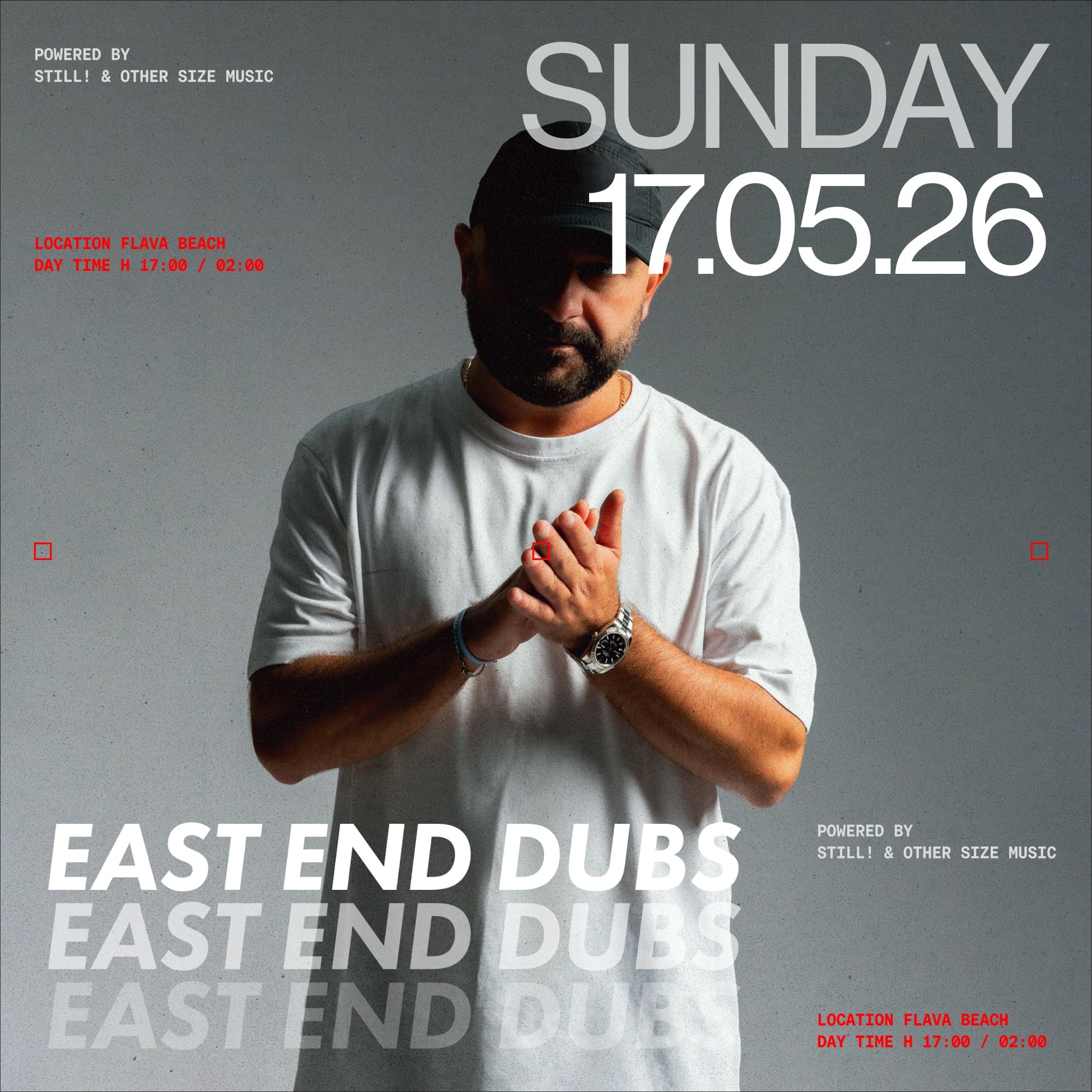 Cartaz oficial do evento EAST END DUBS Flava Beach