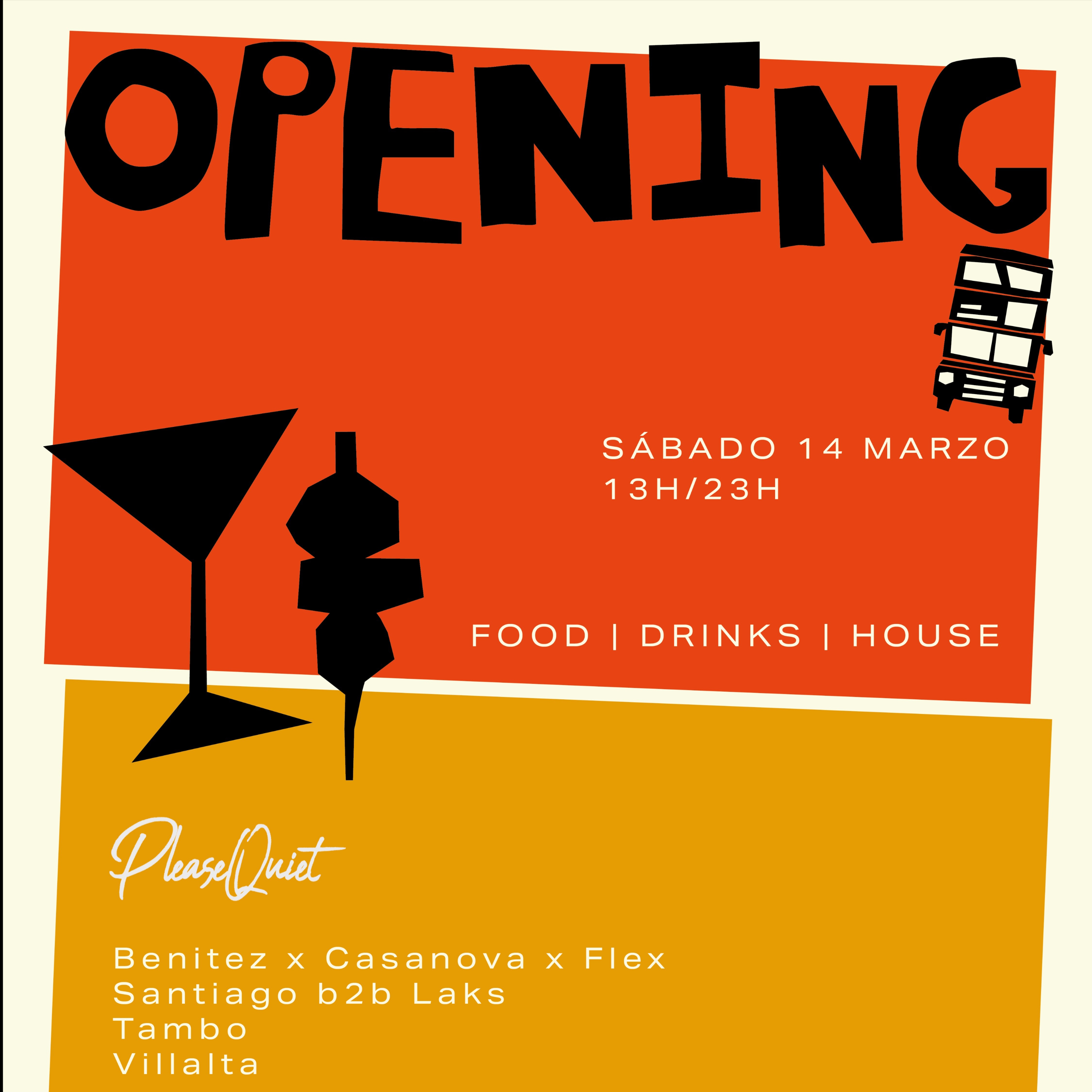 Cartel oficial del evento ELBUS OPENING by PLEASEQUIET