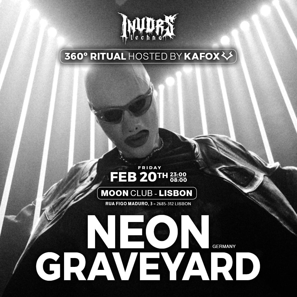 Cartel oficial del evento INVDRS : NEON GRAVE YARD, STEH & KAFOX 360 techno RITUAL