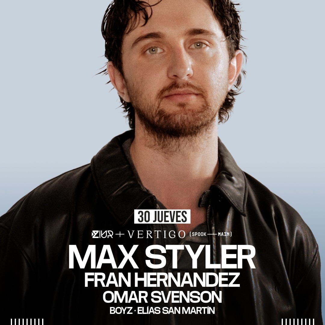 Cartel oficial del evento Max Styler + Fran Hernandez + Omar Svenson + Boyz + Elias San Martin