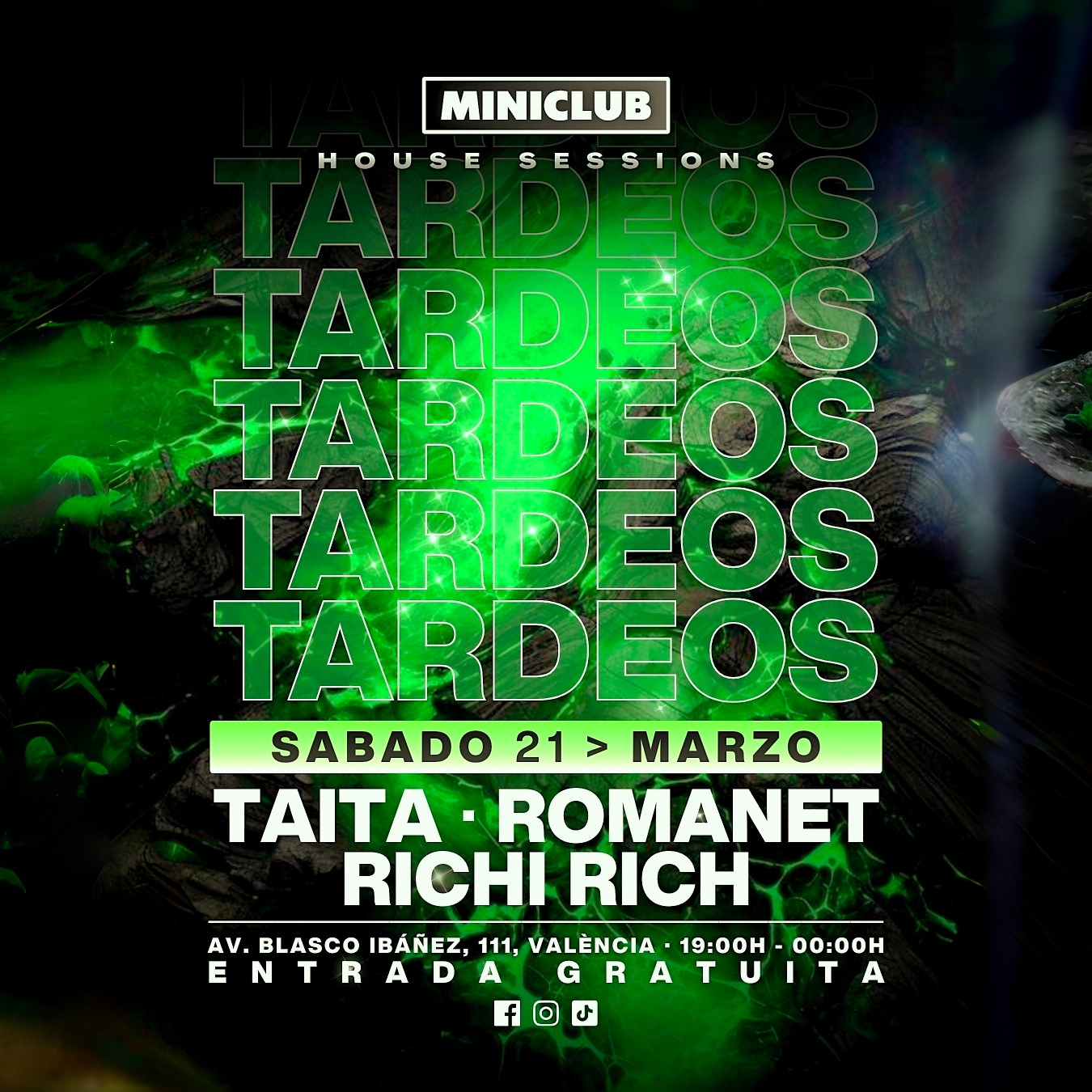 Official cover of the event MINICLUB: SABADO 21 TARDEO HOUSE - TAITA | ROMANET | RICHI RICH / FREE ENTRY ALL EVENING
