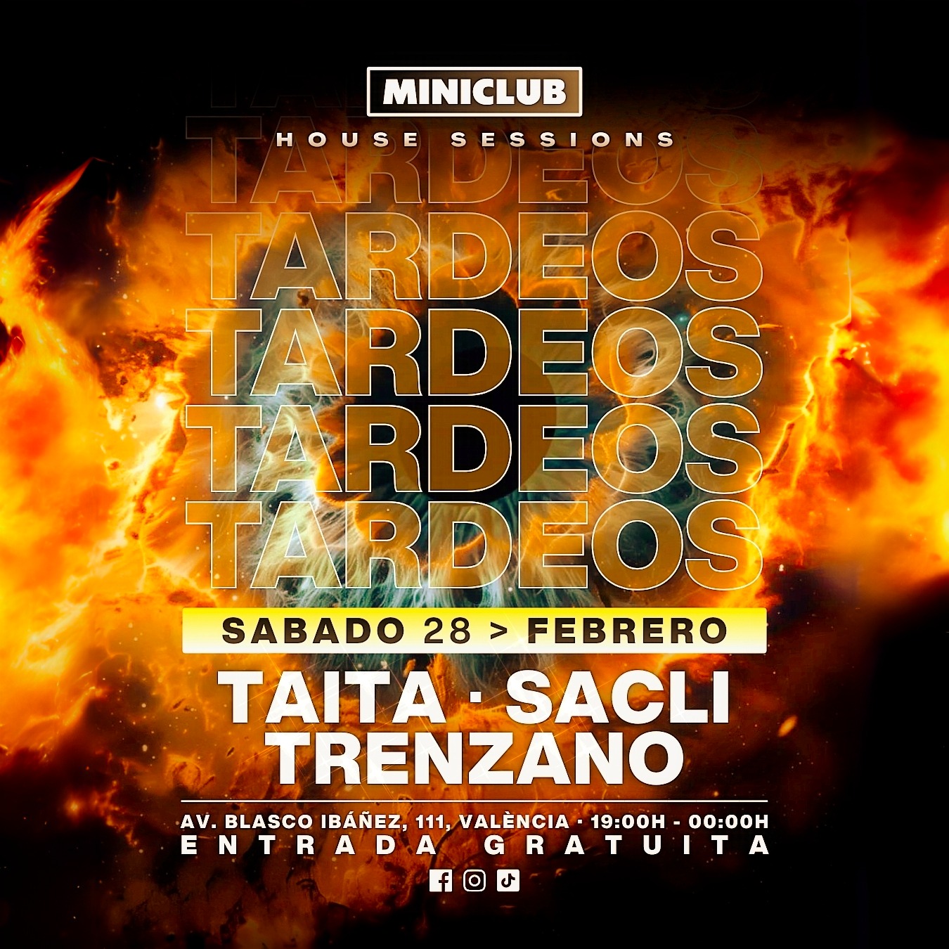 Cartel oficial del evento MINICLUB: SABADO 28 TARDEO HOUSE / FREE ENTRY ALL EVENING