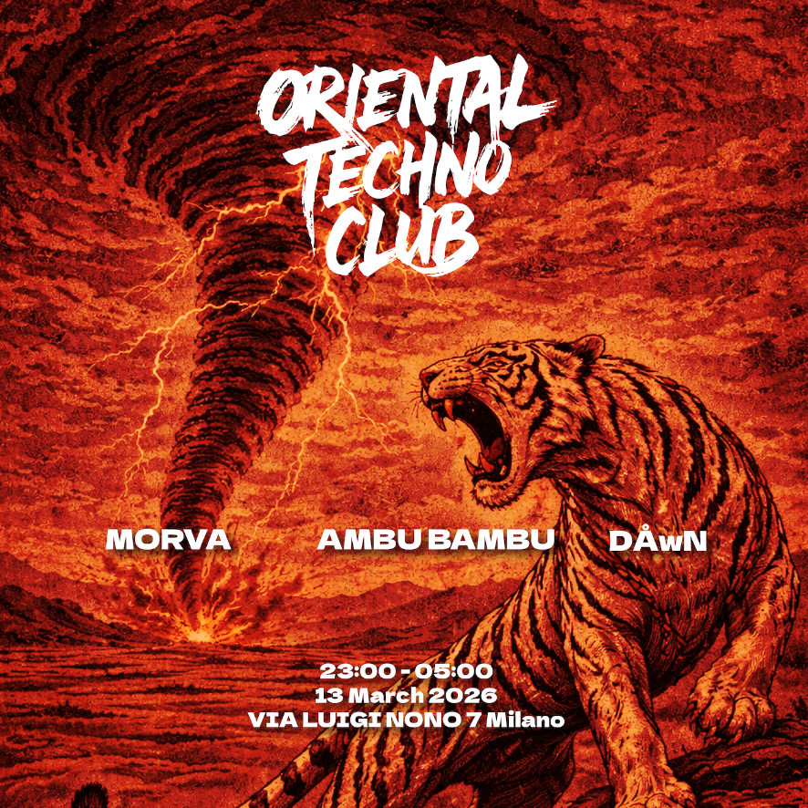 Cartel oficial del evento Oriental Techno Club - 東極玄音寺: Ambu Bambu, Morva, DÅwN. Ticket on RA Guide
