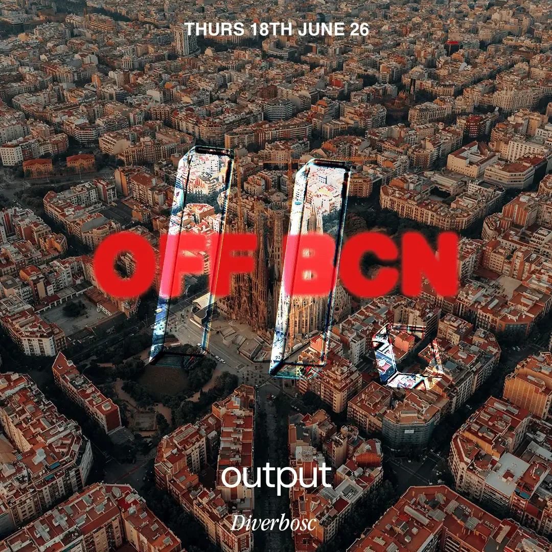 Cartaz oficial do evento Output pres. HOME//GRXWN. Showcase - OFFBCN 26