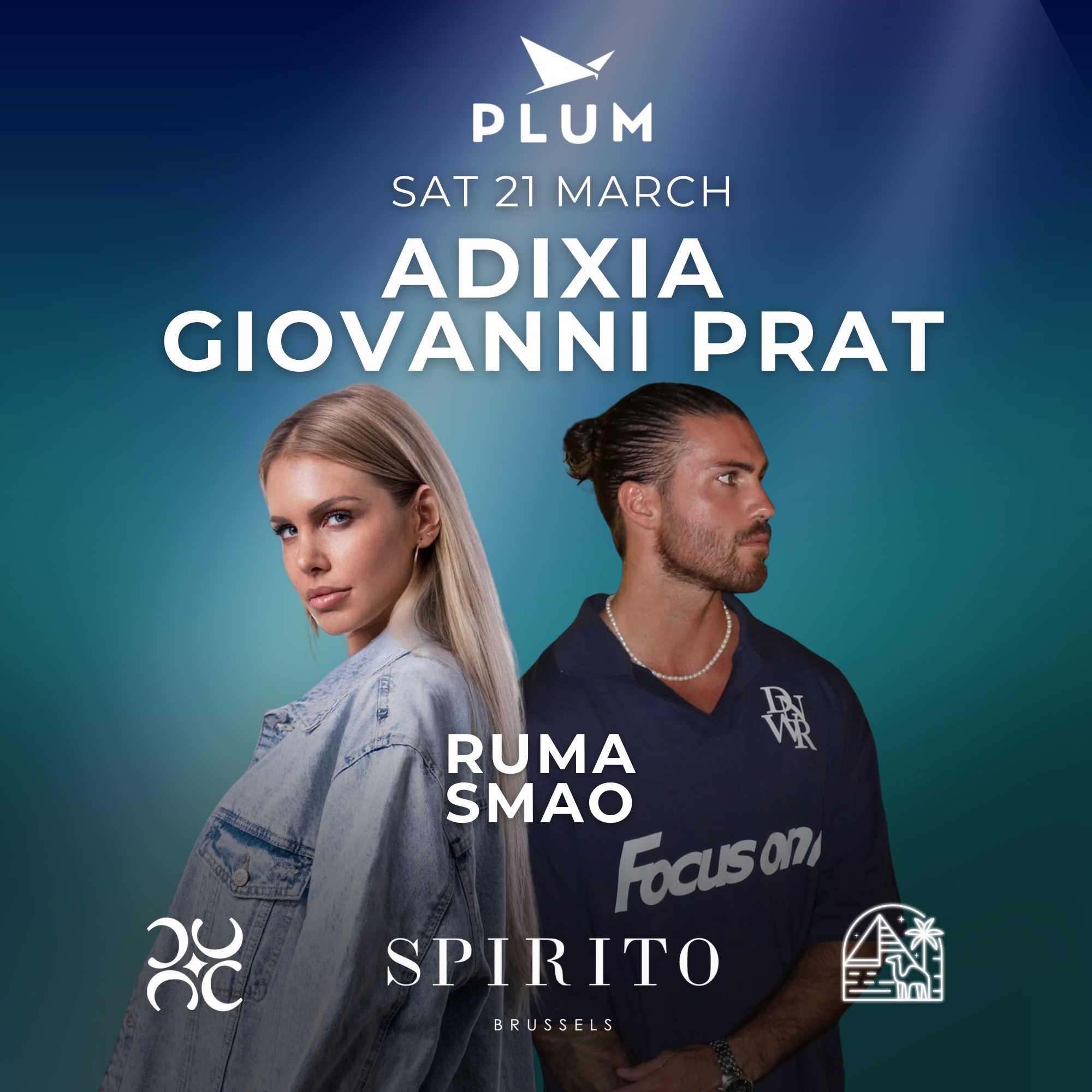 Cartaz oficial do evento PLUM invites ADIXIA & GIOVANNI PRAT