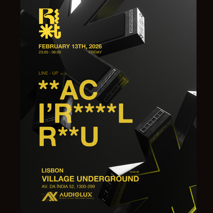 Cartaz oficial do evento RIOT X AUDIOLUX AT VILLAGE