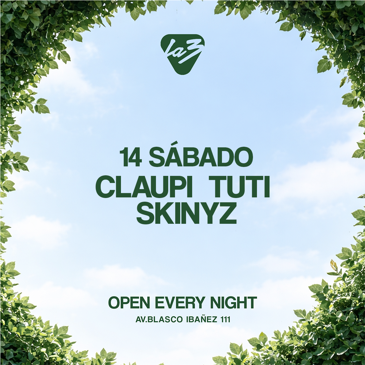 Cartel oficial del evento SÁBADO 14 | SEMANA DE FALLAS: SKINYZ + TUTI + CLAUPI