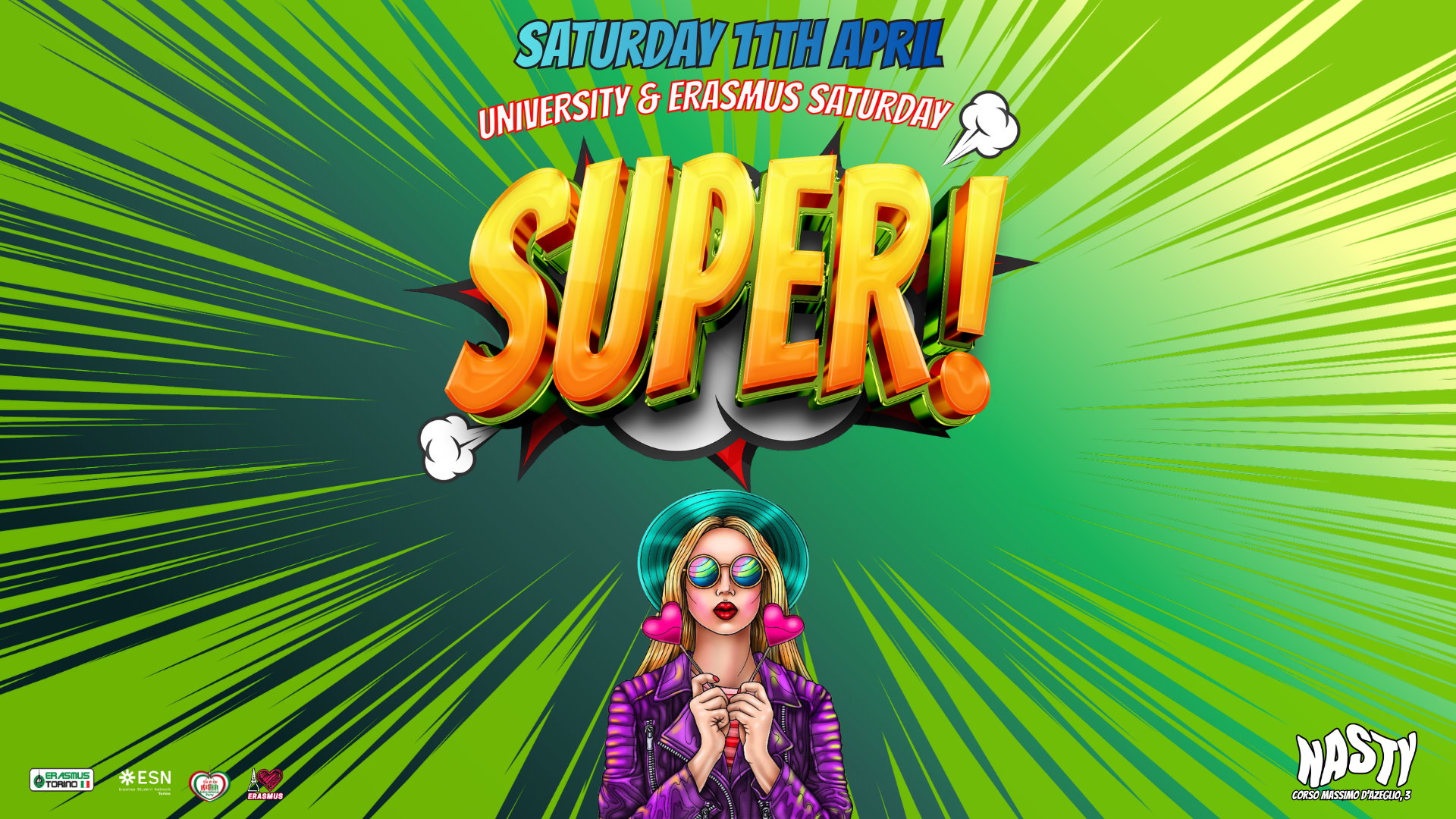 Copertina ufficiale dell'evento Sabato 11 April *Super* University and Erasmus Party @ Nasty Club