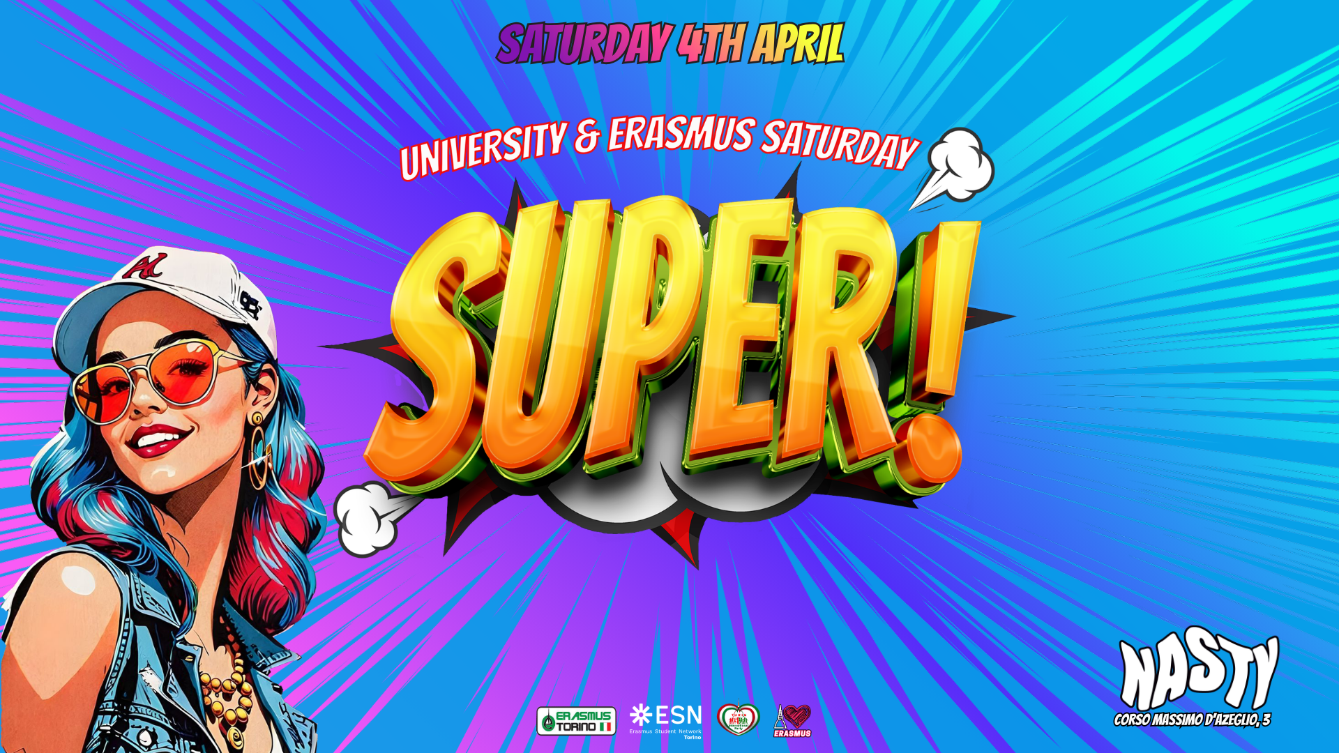 Copertina ufficiale dell'evento Sabato 4 April *Super* University and Easter Erasmus Party @ Nasty Club
