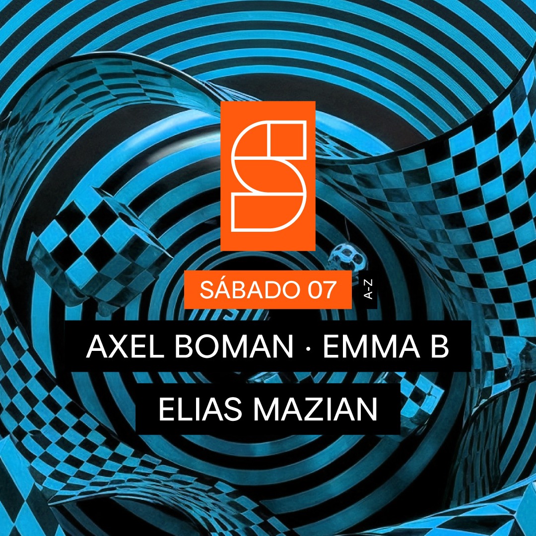 Cartaz oficial do evento Studio club Invites: AXEL BOMAN, EMMA B & ELIAS MAZIAN