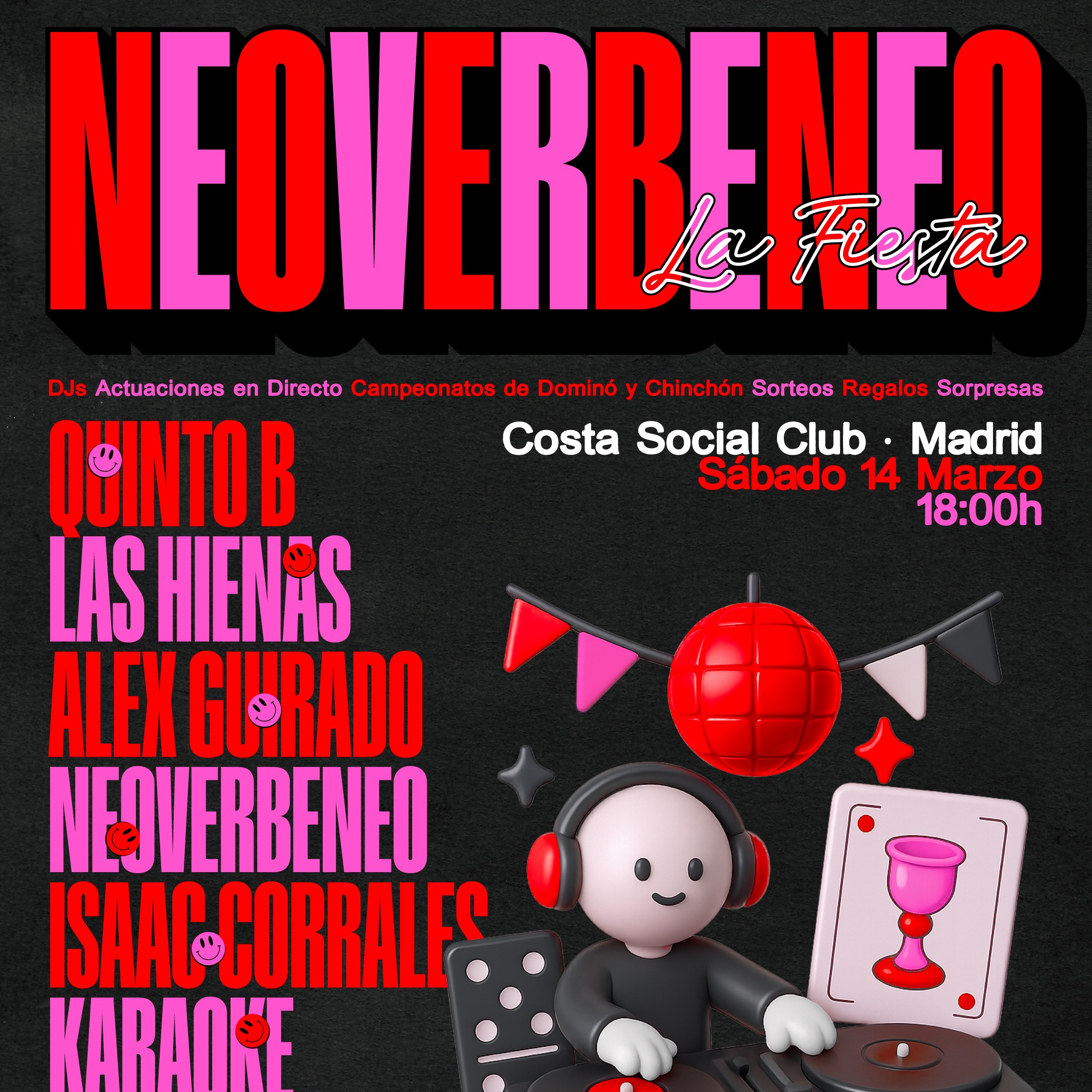 Cartel oficial del evento Tardeo / Saturday 14th / NEOVERBENEO