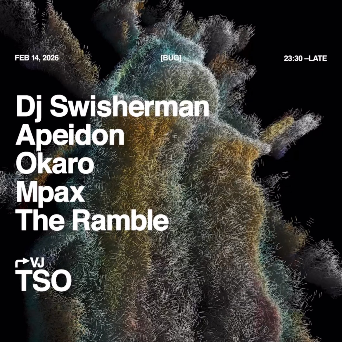TRUE X BUG PRESENTA A DJ SWISHERMAN, APEIDON, OKARO, MPAX Y THE RAMBLE