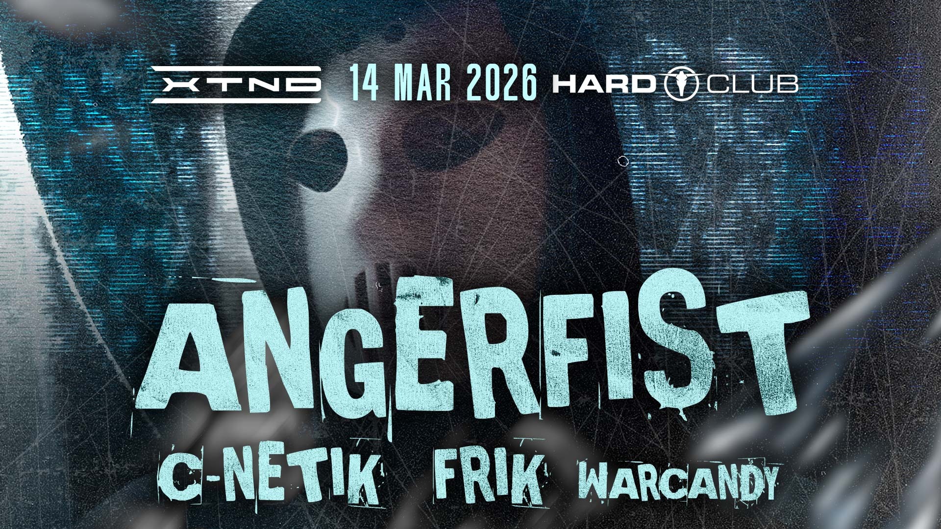 Cartaz oficial do evento XTND presents 3 Years of XTNDing Limits c/ ANGERFIST :: Hard Club